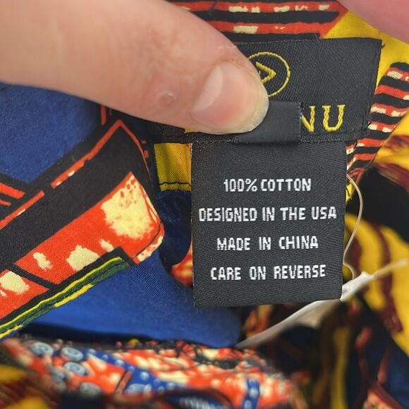 NWT D'IYANU Yellow & Blue Cotton Shorts Men's 36 - Picture 6 of 7